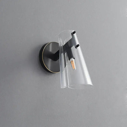 Modern black copper wall lamp bedroom glass sconce