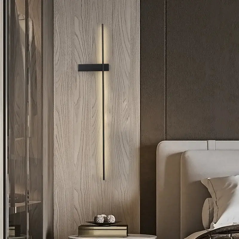 Modern black copper wall lamp bedroom minimalist sconce