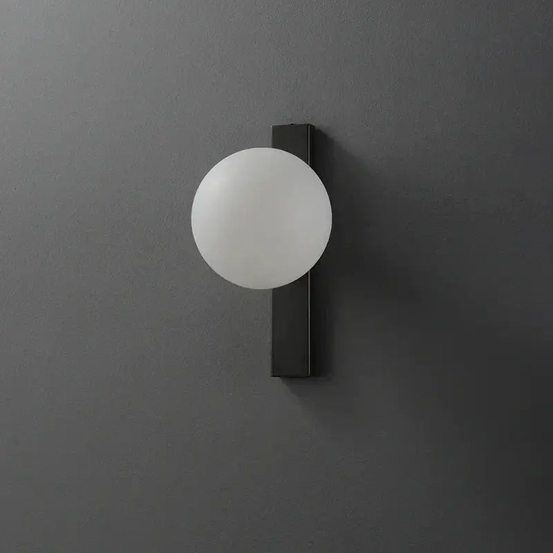 Modern black copper wall sconce – bedroom frosted glass globe light