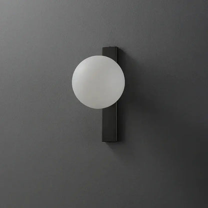 Modern black copper wall sconce – bedroom frosted glass globe light