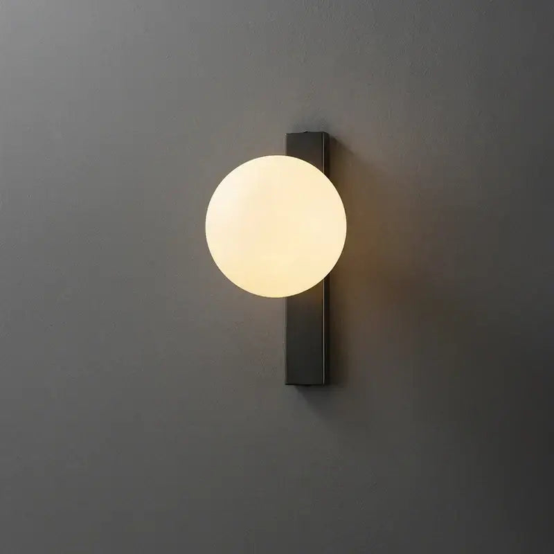 Modern black copper wall sconce – bedroom frosted glass globe light