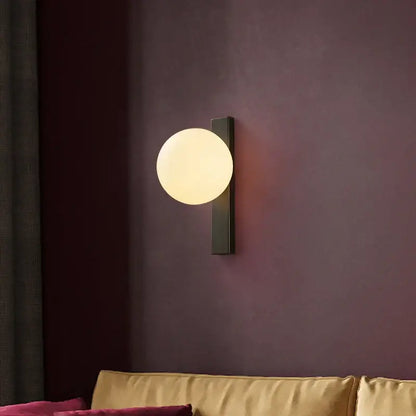 Modern black copper wall sconce – bedroom frosted glass globe light