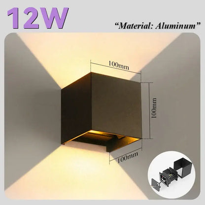 Modern black courtyard led wall light outdoor garden sconce