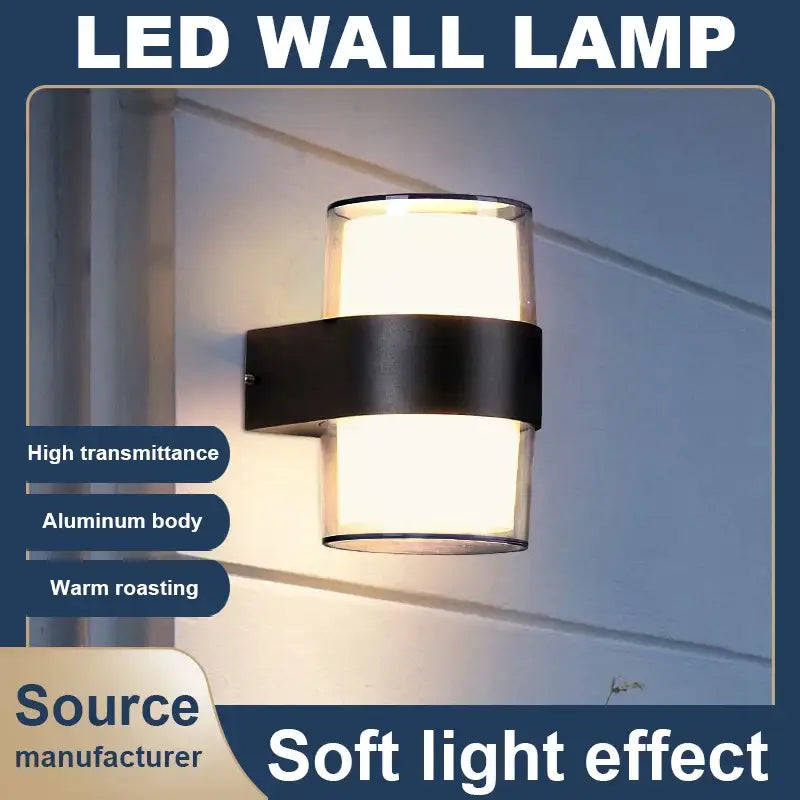 Modern black courtyard led wall light outdoor garden sconce