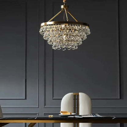 Modern black crystal bead chandelier dining room tiered light glass