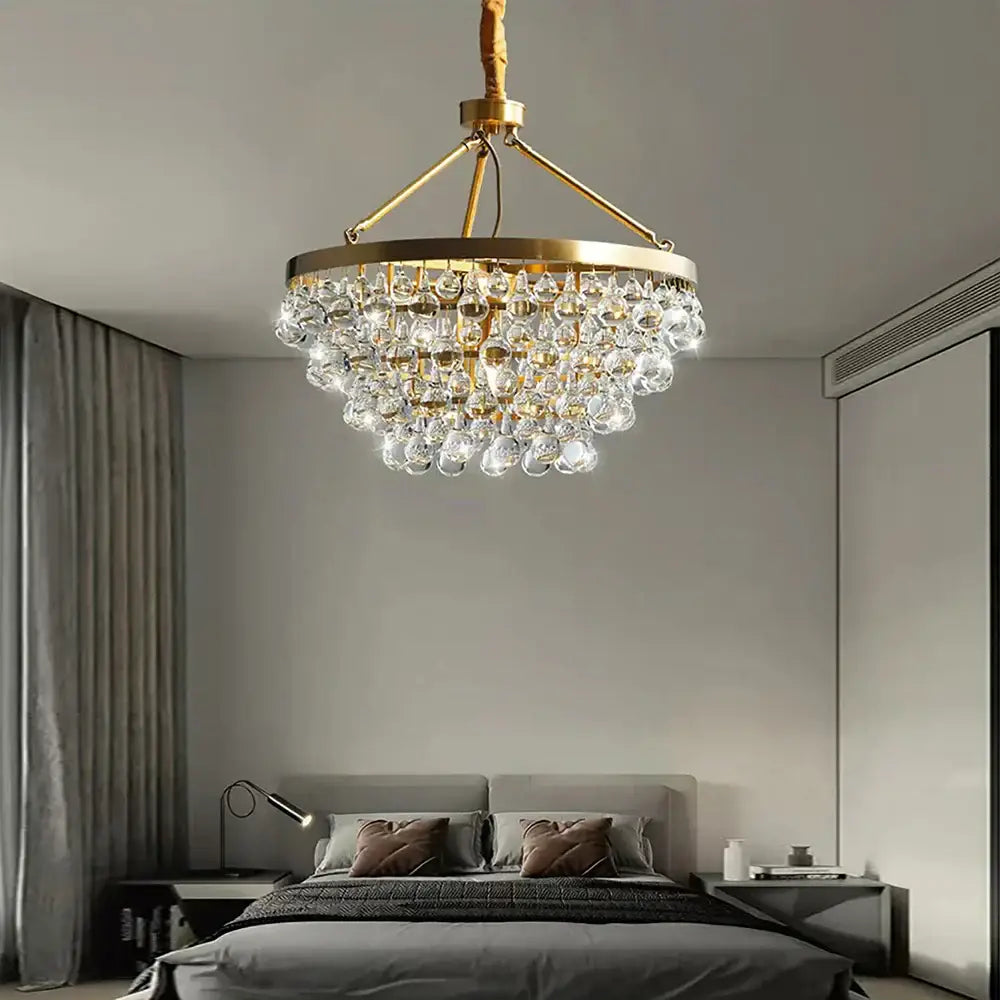 Modern black crystal bead chandelier dining room tiered light glass