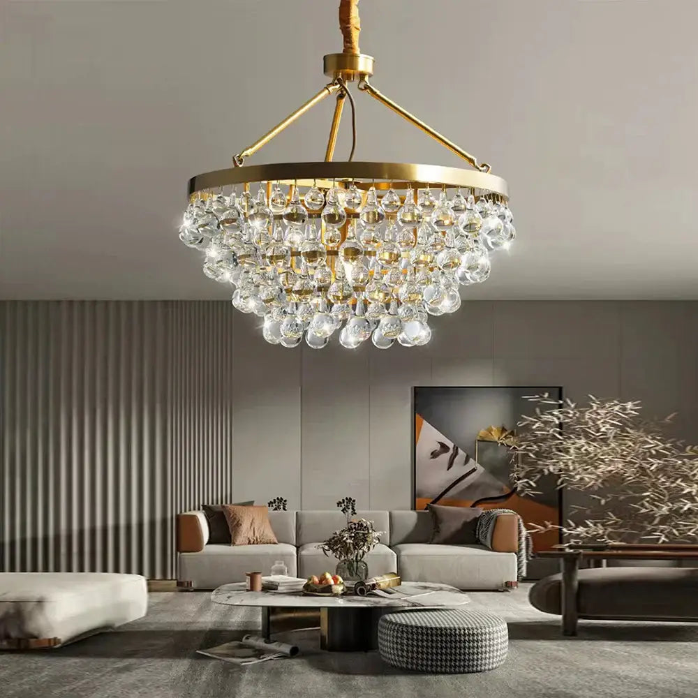 Modern black crystal bead chandelier dining room tiered light glass