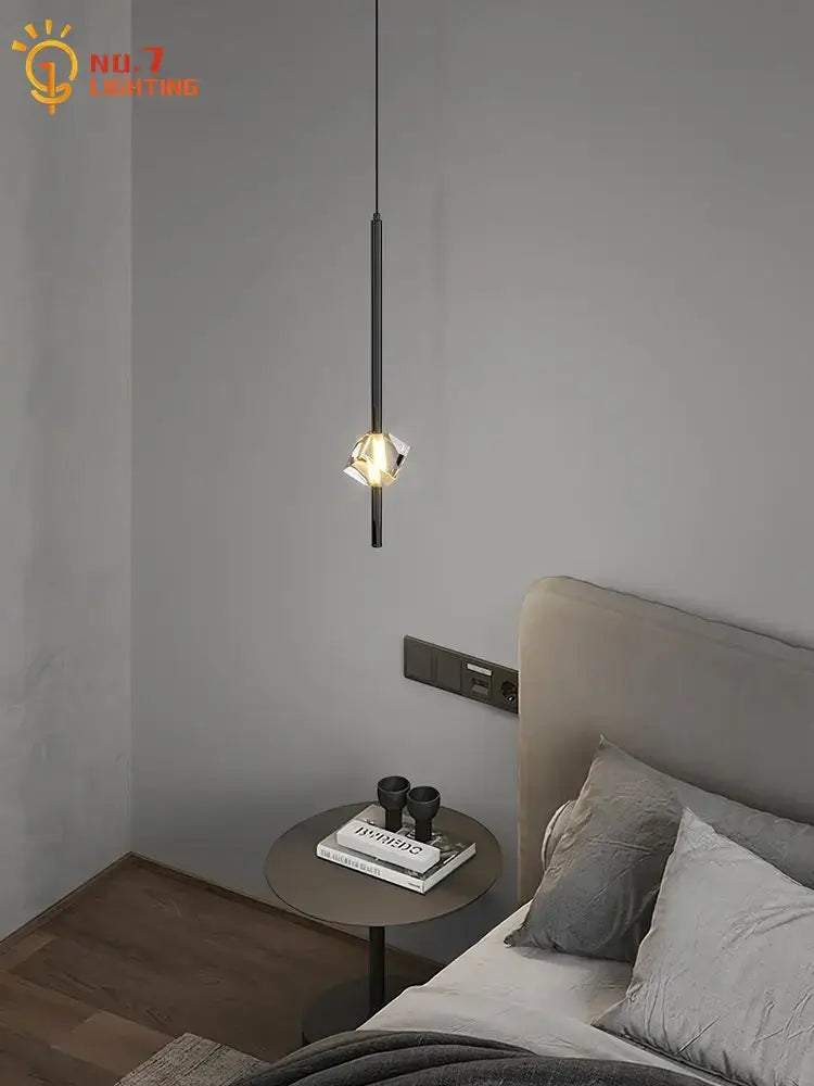 Modern black crystal bedroom pendant lights