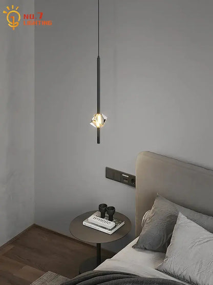 Modern black crystal bedroom pendant lights