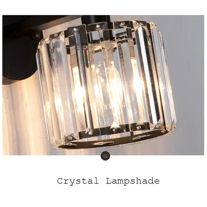 Modern black crystal bird wall lamp bedroom sconce