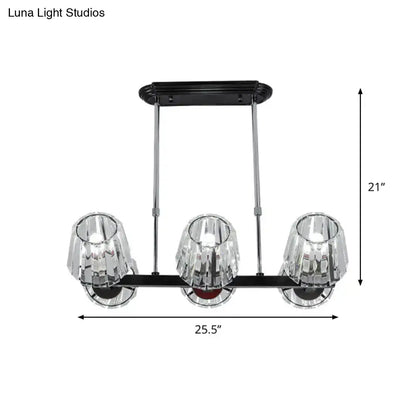 Modern black crystal block chandelier dining room light kit