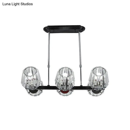 Modern black crystal block chandelier dining room light kit