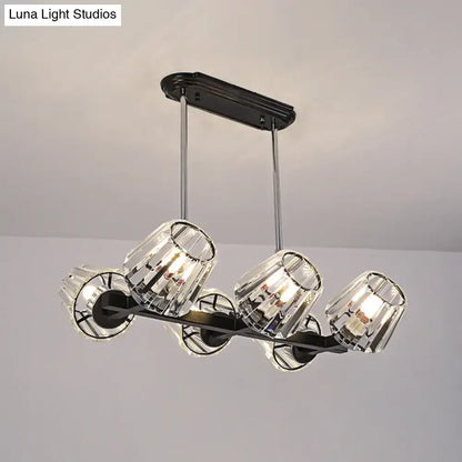 Modern black crystal block chandelier dining room light kit