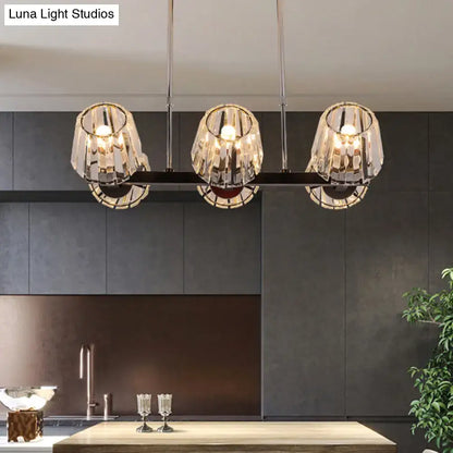 Modern black crystal block chandelier dining room light kit