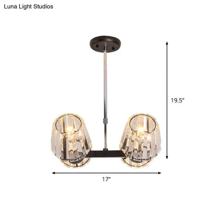 Modern black crystal block chandelier dining room light kit