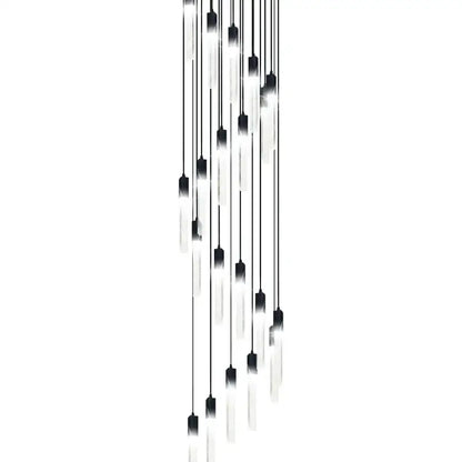 Modern black crystal bubble chandelier staircase pendant light