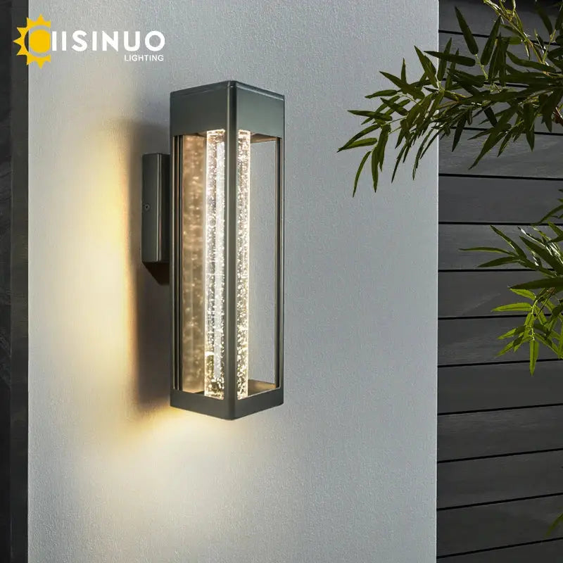 Modern black crystal bubble glass wall lamp garden light