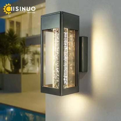 Modern black crystal bubble glass wall lamp garden light