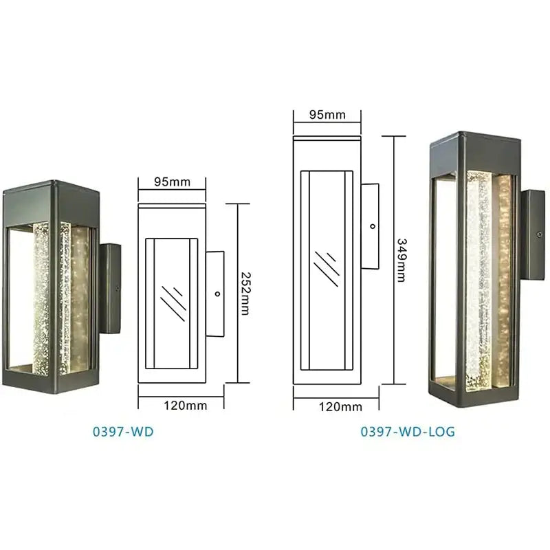Modern black crystal bubble glass wall lamp garden light