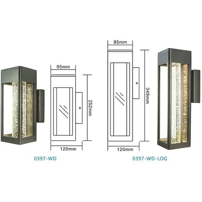 Modern black crystal bubble glass wall lamp garden light
