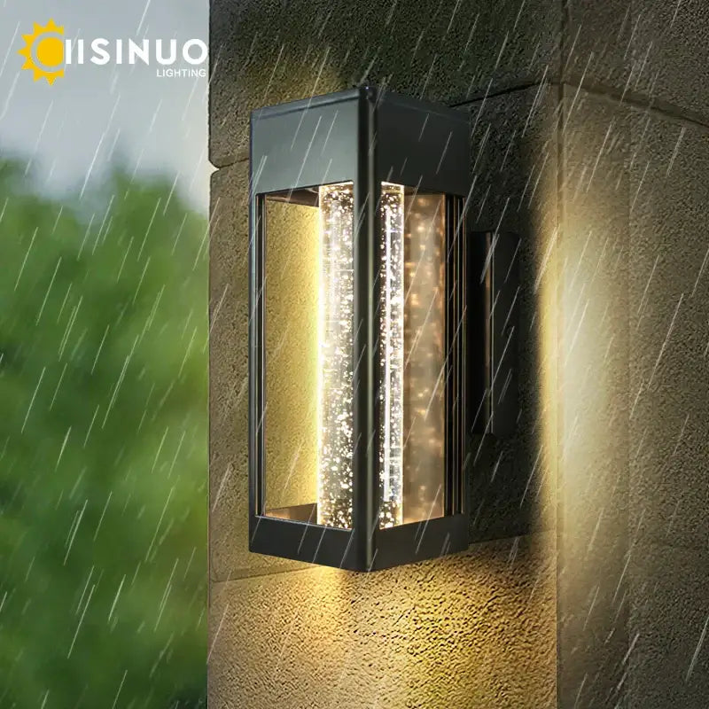Modern black crystal bubble glass wall lamp garden light