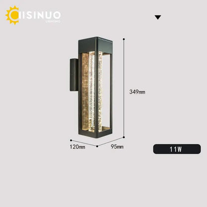 Modern black crystal bubble glass wall lamp garden light