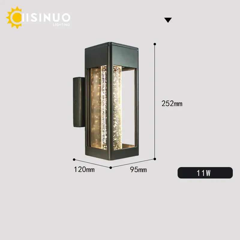 Modern black crystal bubble glass wall lamp garden light