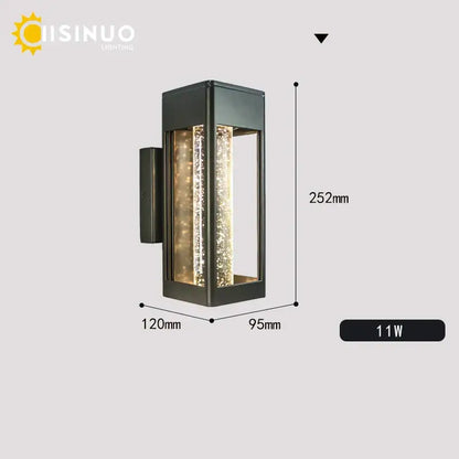 Modern black crystal bubble glass wall lamp garden light