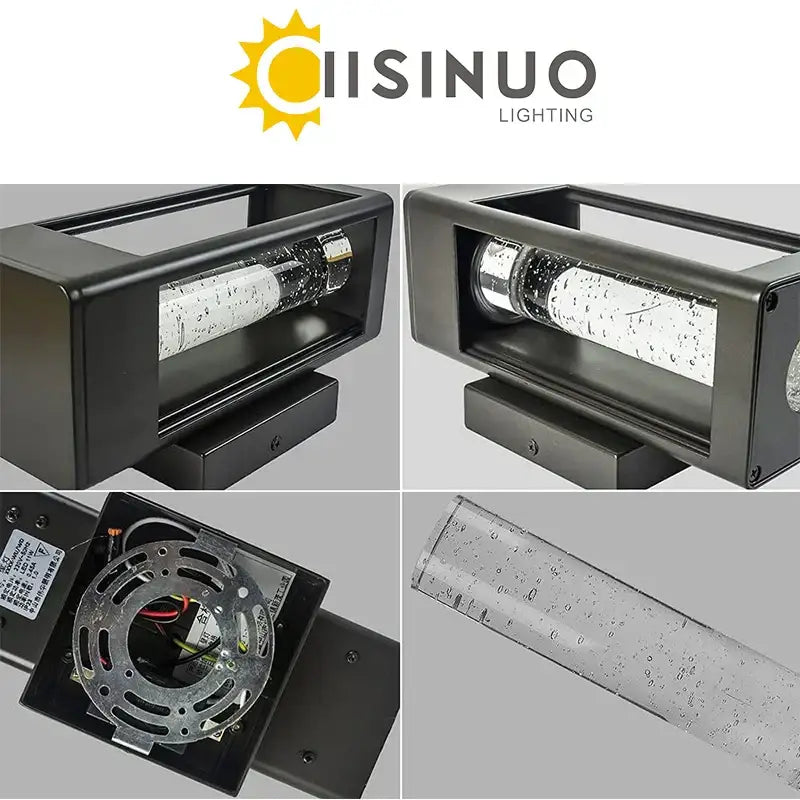 Modern black crystal bubble glass wall lamp garden light