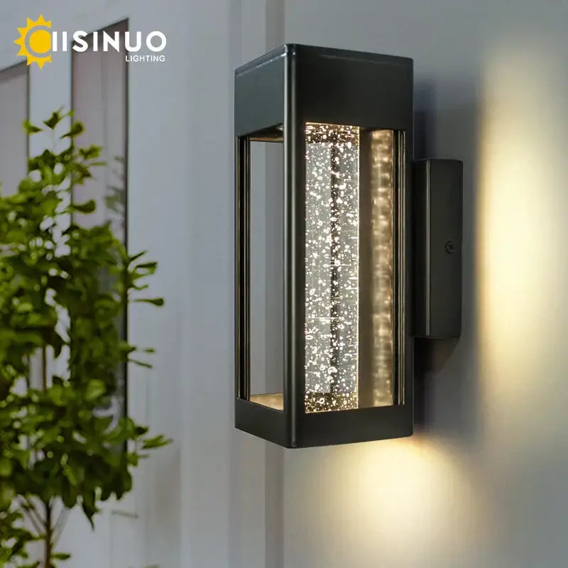 Modern black crystal bubble glass wall lamp garden light