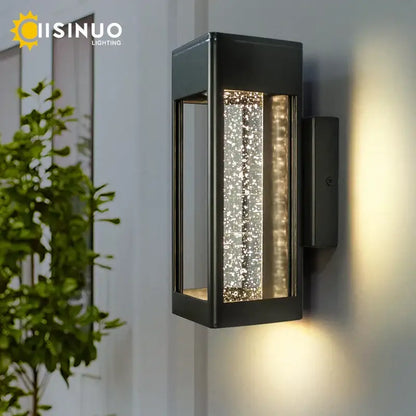 Modern black crystal bubble glass wall lamp garden light
