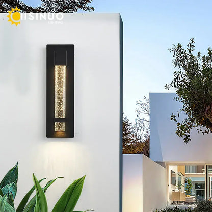 Modern black crystal bubble led wall lamp garden porch light