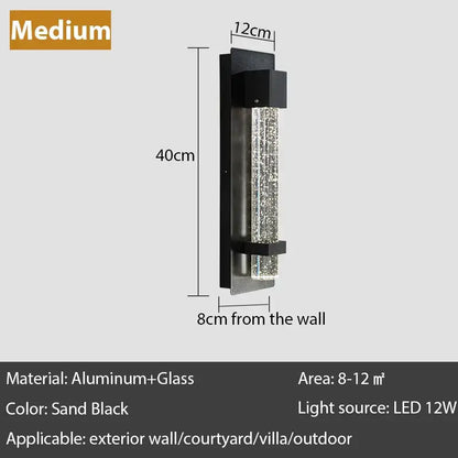 Modern black crystal bubble led wall lamp garden porch light