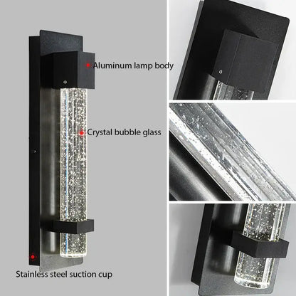 Modern black crystal bubble led wall lamp garden porch light
