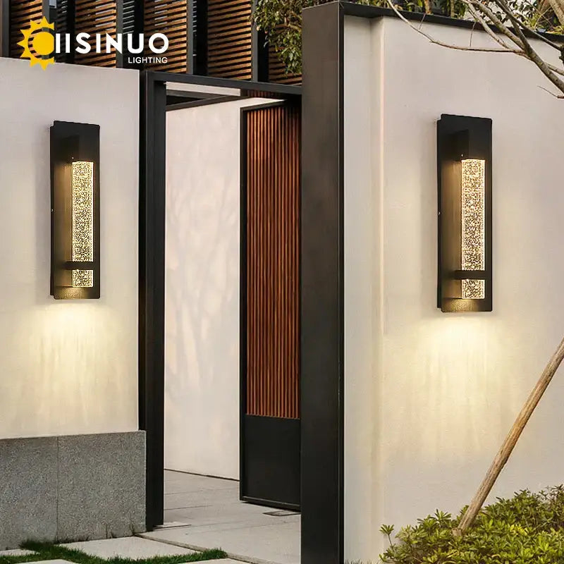 Modern black crystal bubble led wall lamp garden porch light