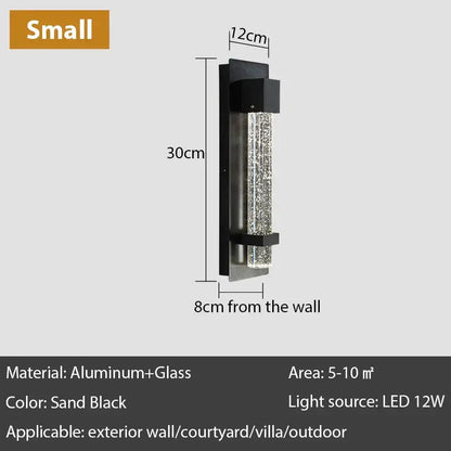 Modern black crystal bubble led wall lamp garden porch light