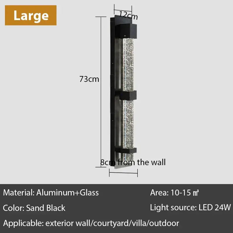 Modern black crystal bubble led wall lamp garden porch light