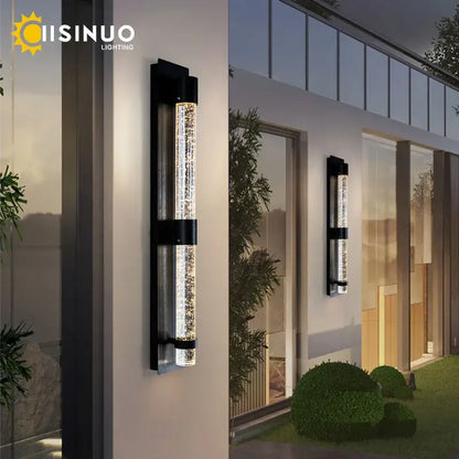Modern black crystal bubble led wall lamp garden porch sconce
