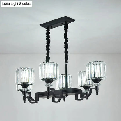 Modern black crystal ceiling light dining room suspension lamp