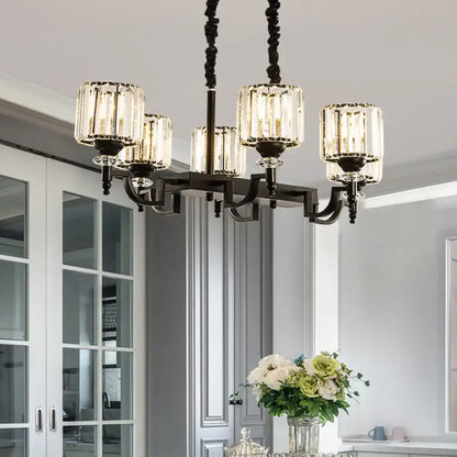 Modern black crystal ceiling light dining room suspension lamp