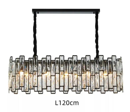 Modern black crystal chandelier for dining room vertical rod lamp