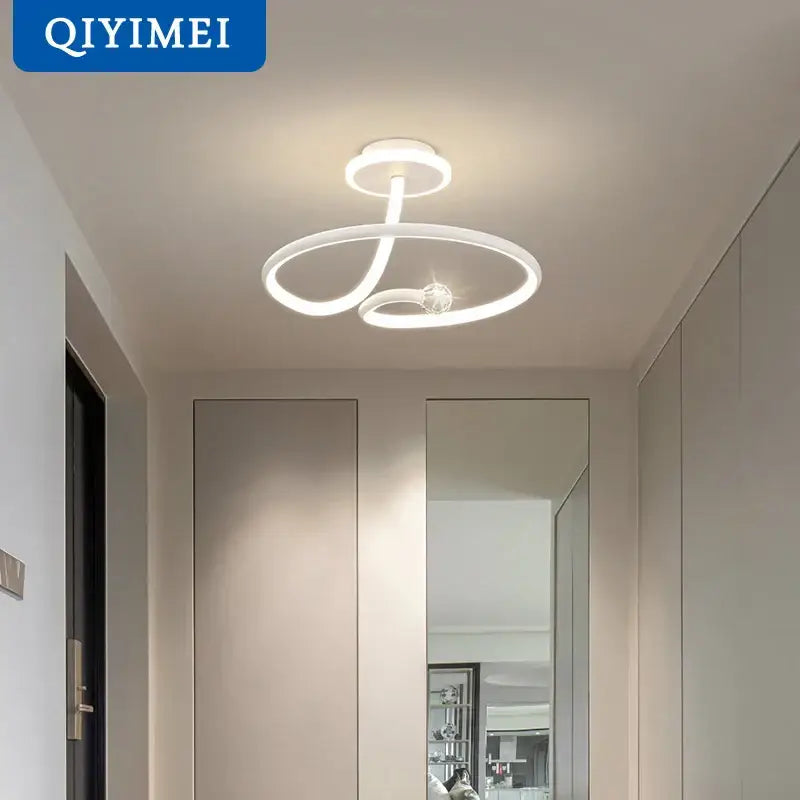 Modern black crystal chandelier living room white led ring light