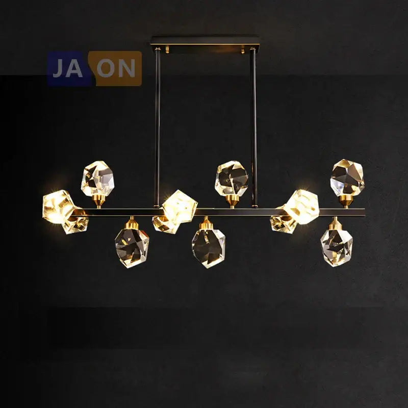 Modern black crystal copper led chandelier dining room pendant light