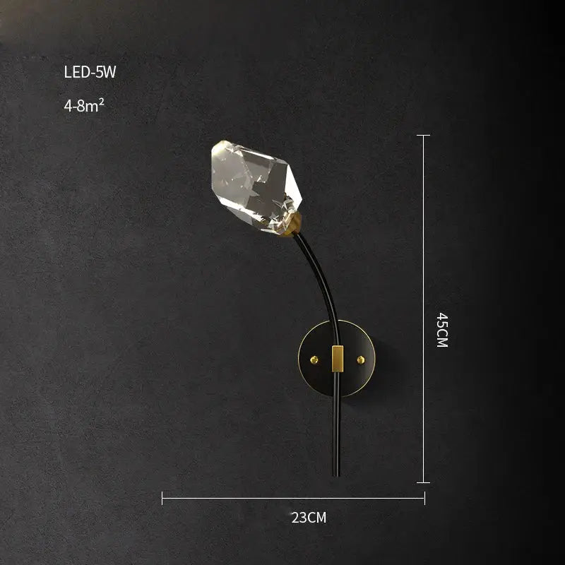 Modern black crystal copper led chandelier dining room pendant light