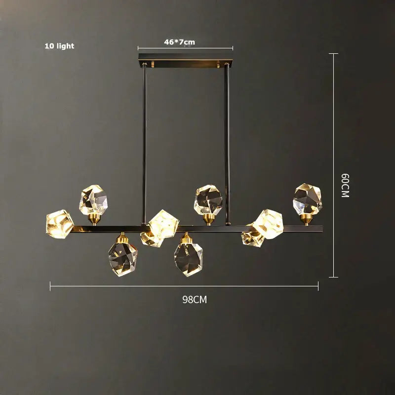 Modern black crystal copper led chandelier dining room pendant light