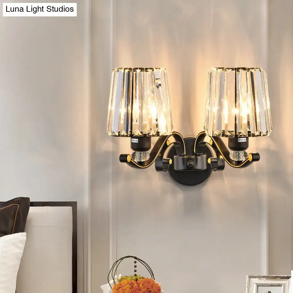 Modern black crystal design wall light living room sconce