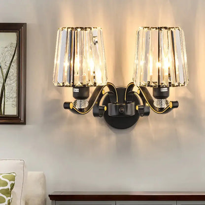 Modern black crystal design wall light living room sconce