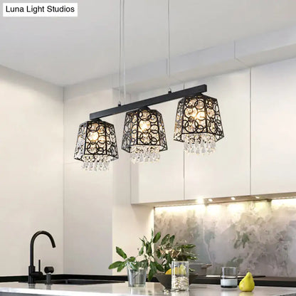 Modern black crystal droplet chandelier dining room light fixture