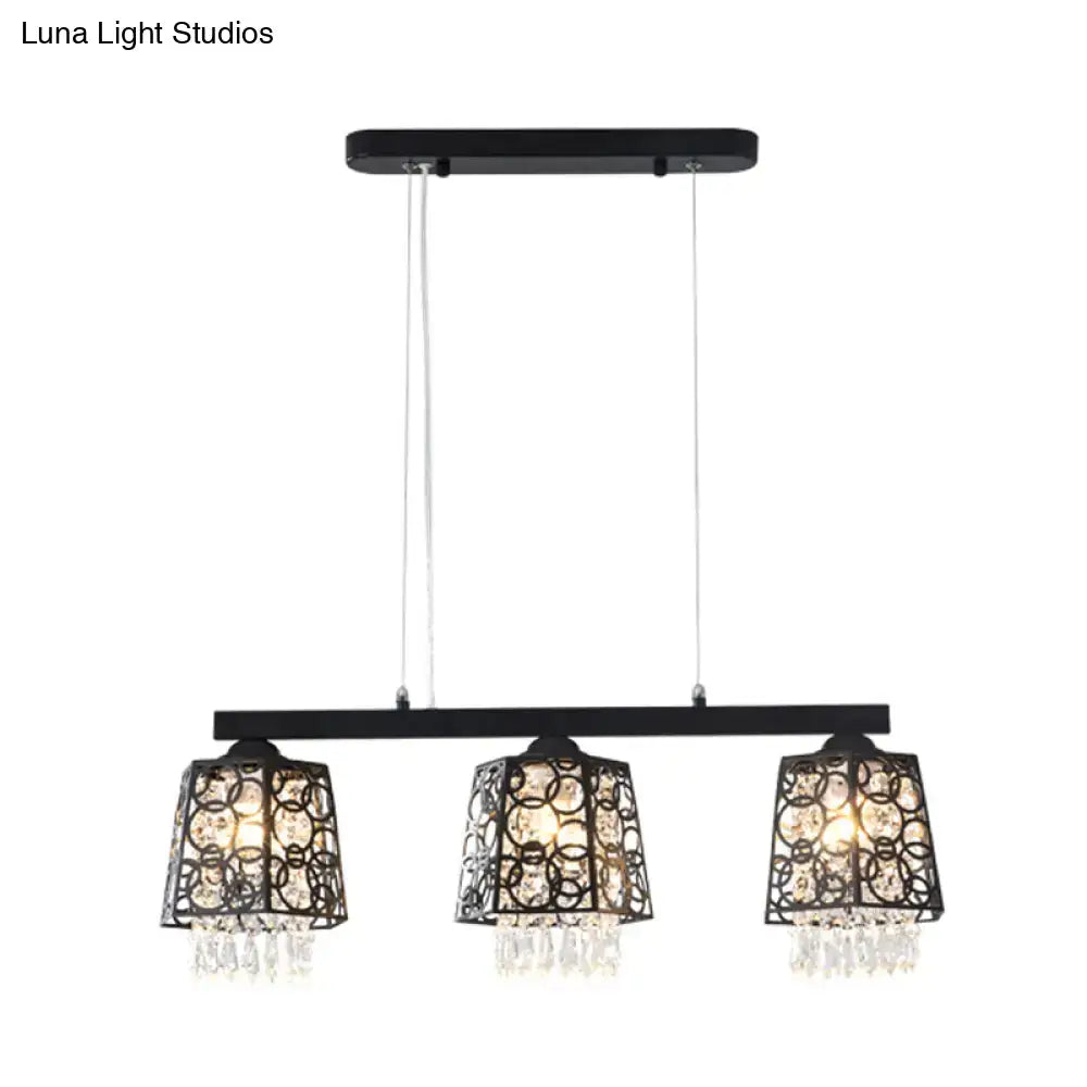 Modern black crystal droplet chandelier dining room light fixture