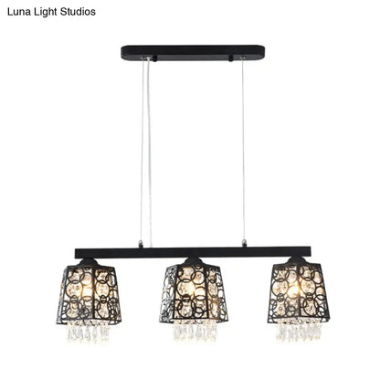 Modern black crystal droplet chandelier dining room light fixture